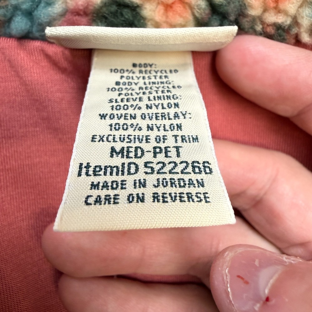 LL Bean Jacket Women Medium Petite Sherpa Fleece Snap Coat Colorful Camo Granola - Picture 5 of 9